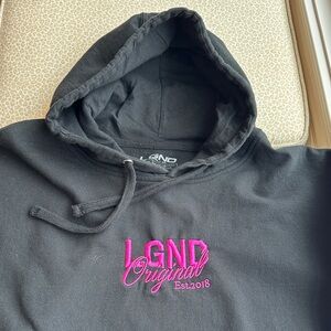 LGND Supply Co Black Hoodie with Hot Pink Embroidered Logo size 3XL